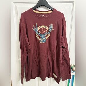 Old Navy Mountain Division Deer Stag long sleeve Tee XL Burgundy Y2K cabincore